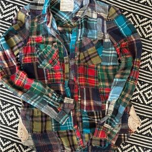 Rare Lost In Plaid . Free People Multicolor Plaid Button-Up Shirt. Sz m